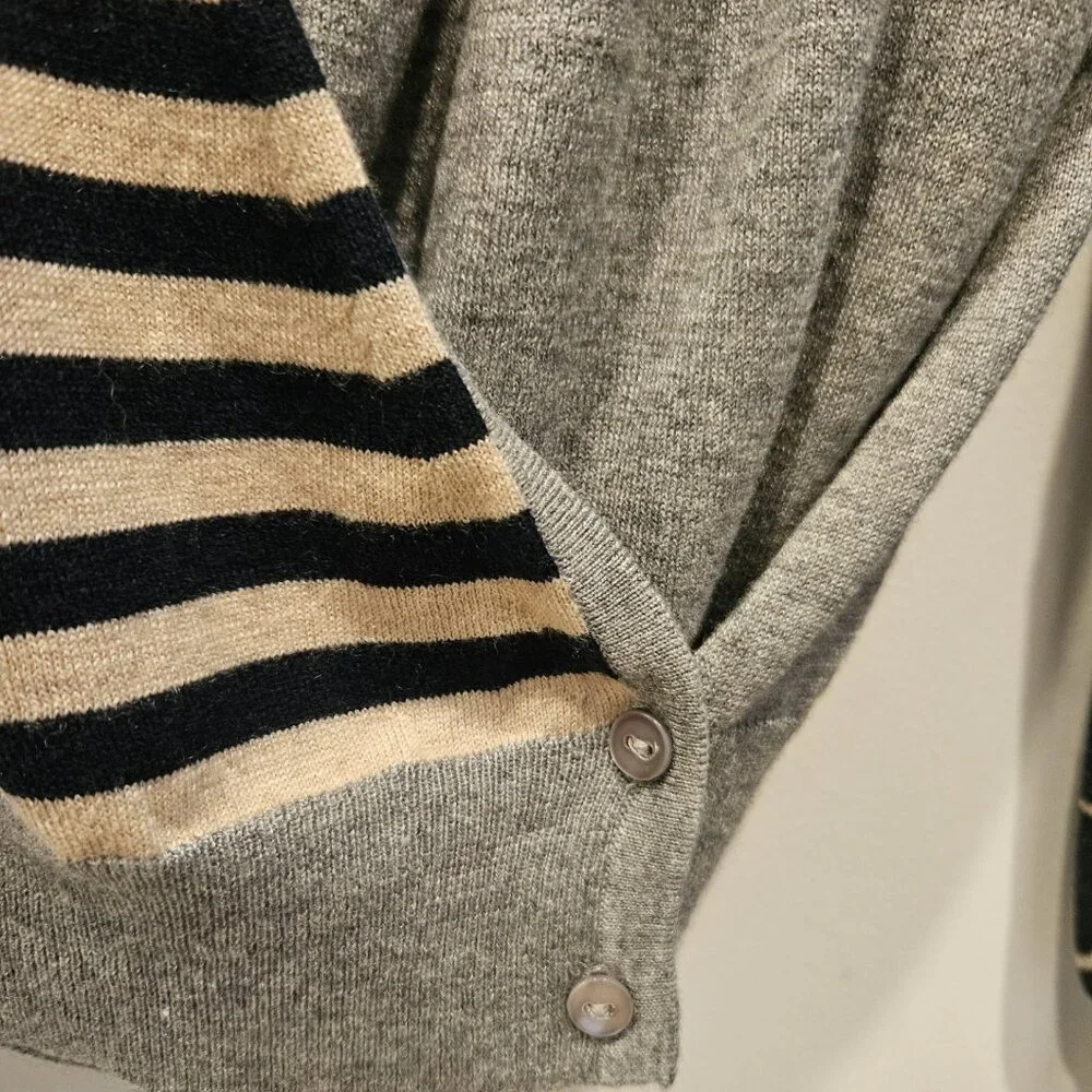 MaxMara Black and Gray Striped Cardigan - Picture 4 of 6